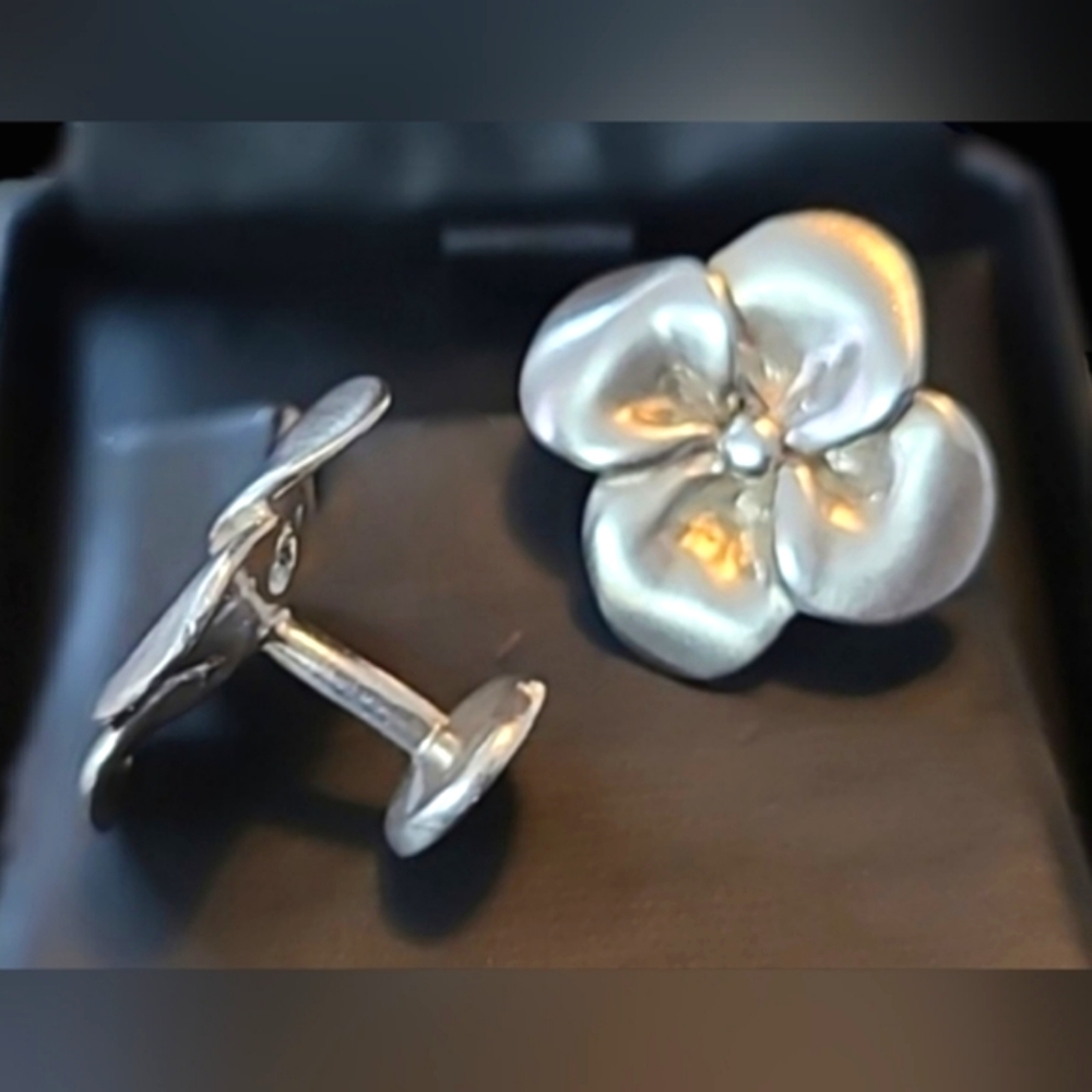 1915-1935 Rare Sterling Silver .925 4-Leaf Clover Irish Cufflinks LUCKY!